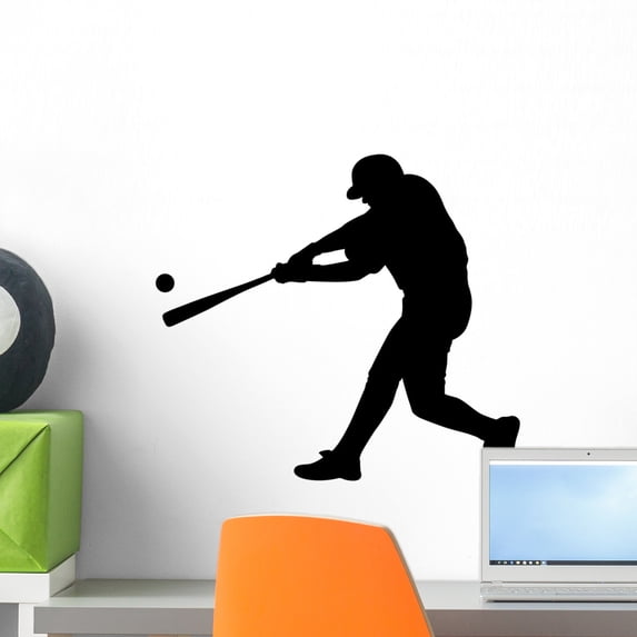 Wallmonkeys Sports Silhouette Baseball Wall Decal by Wallmonkeys Peel and Stick Graphic (18 in W x 16 in H) WM279825