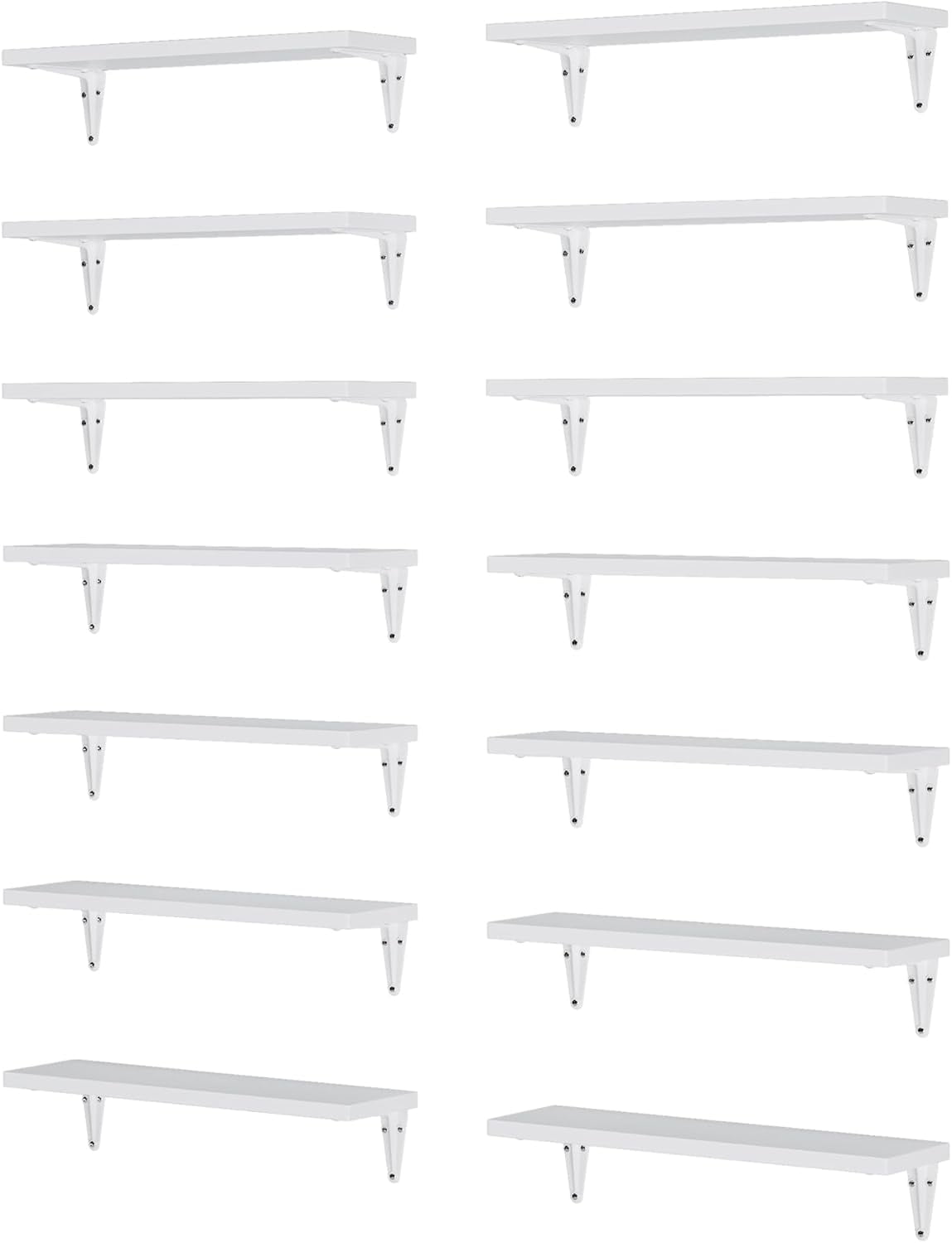 Wallniture Arras Floating Shelves – Set Of 20, 17x4.5 Inches, Natural Wood, For Books & Decor