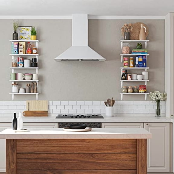 Wallniture Arras 17"x6" Floating Shelves for Storage, Bookshelf Living Room Decor, Wall Storage Shelves for Kitchen, Hallway Floating Shelf, Dining Room Wall Bookshelves Set of 10,