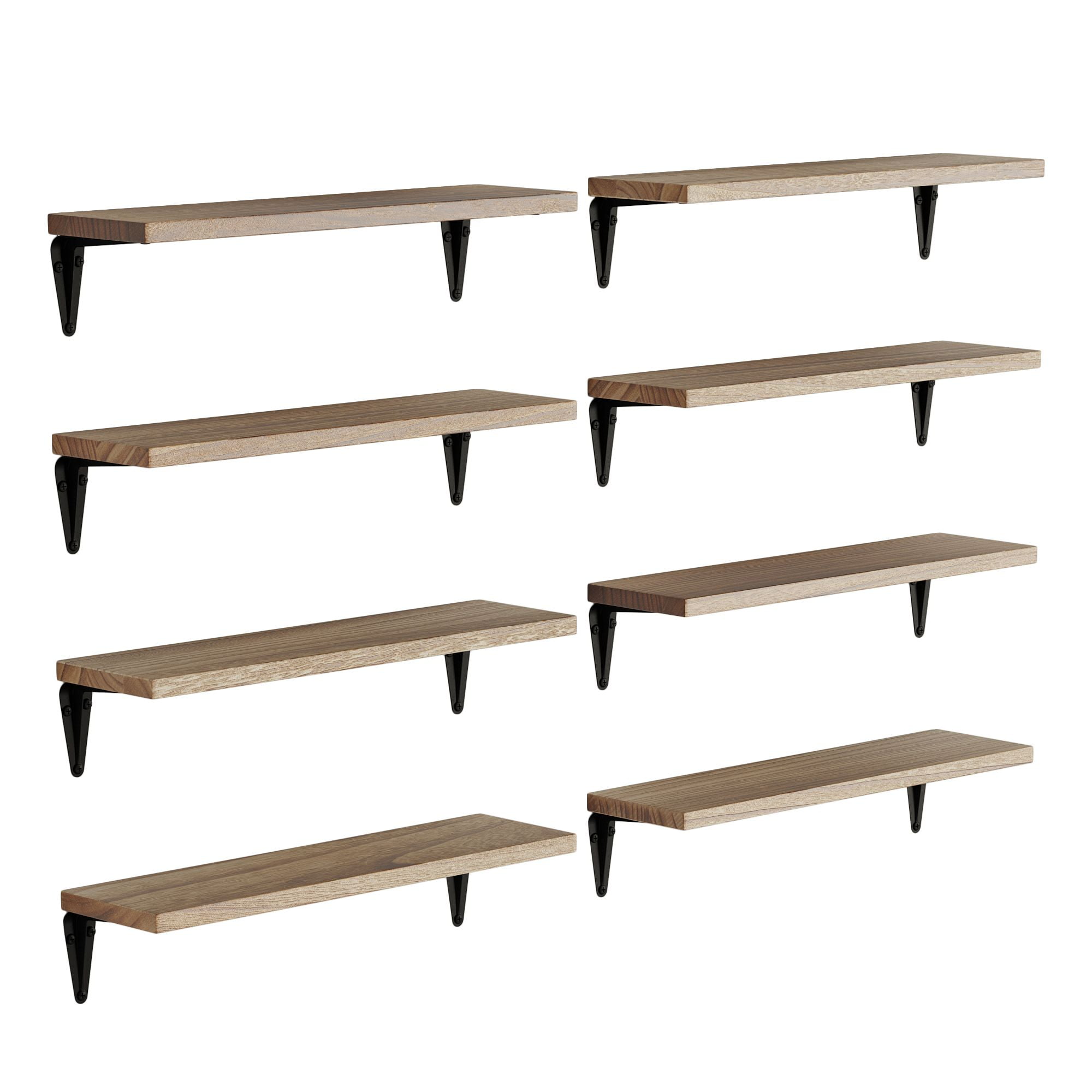Wallniture Arras Set of 8 Rustic Wood Hanging Shelves with Metal
