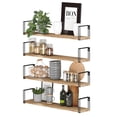 thumbnail image 1 of Wallniture Avila Rustic Floating Shelves for Kitchen Wall Mounted Utility Storage Rack Shelf with Brackets, Natural Burned, Set of 4, 1 of 14