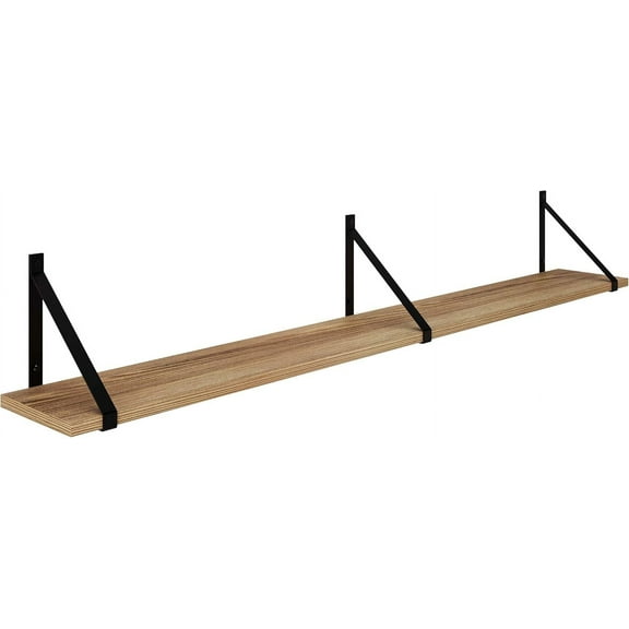 Wallniture Bora 48"x6" Rustic Floating Shelves, Wall Bookshelf Living Room Decor, Wall Shelf for Bedroom, Dining Room, Kitchen, Burnt Finish, Wood