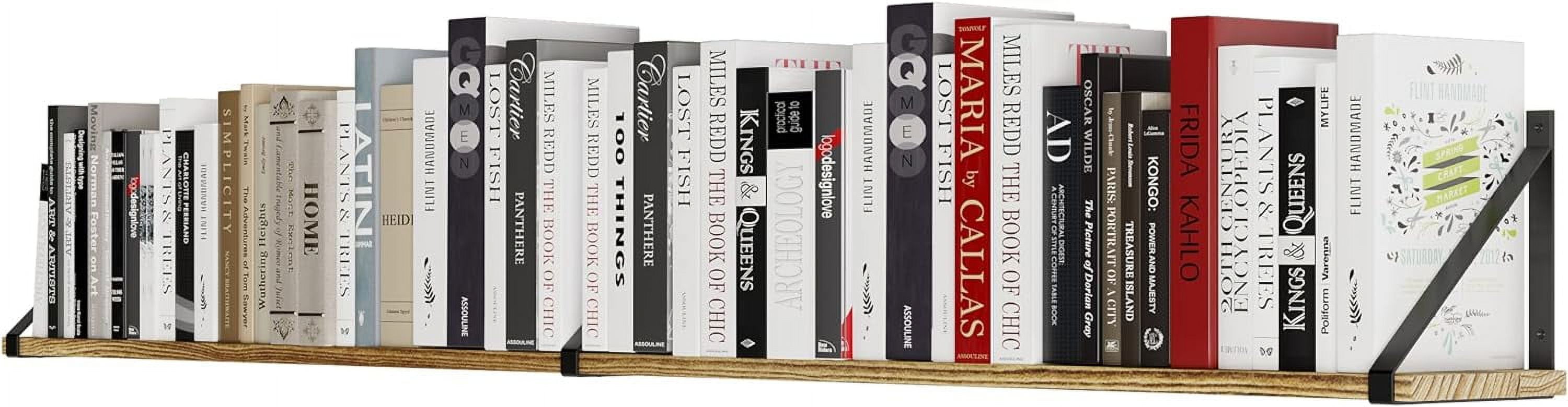 Wallniture Bora 60"x6" Rustic Floating Shelves, Wall Bookshelf Living Room Decor, Wall Shelf for Bedroom, Dining Room, Kitchen, Burnt Finish, Wood