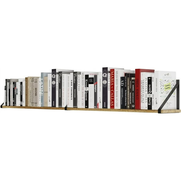 Wallniture Bora 60"x6" Rustic Floating Shelves, Wall Bookshelf Living Room Decor, Wall Shelf for Bedroom, Dining Room, Kitchen, Burnt Finish, Wood