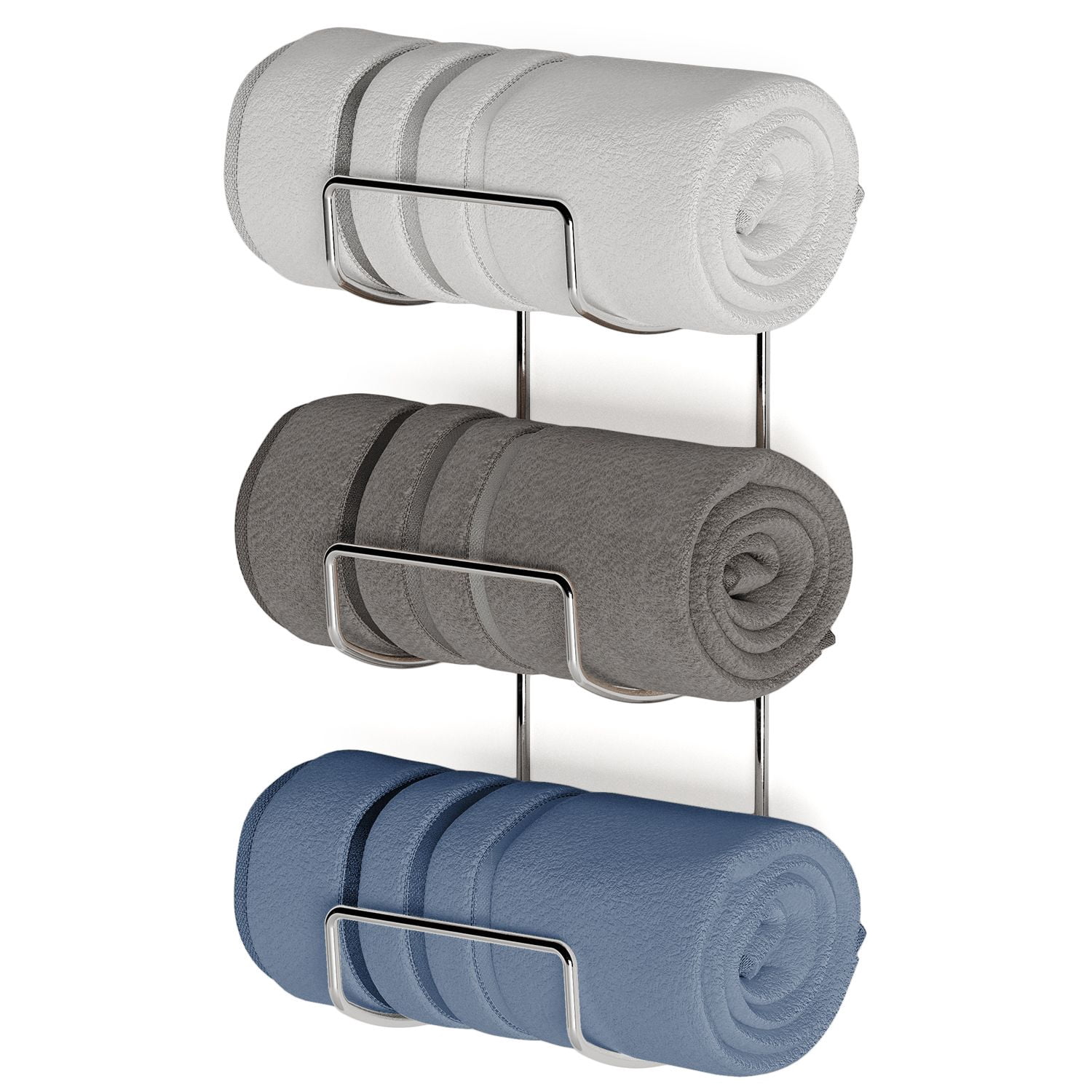Wallniture Boto 3 Sectional Bath Towel Storage Rack Wall Mount Towel ...