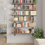 Wallniture Forme 48 inch Long x 10 in Deep Rustic Floating Shelves for Wall Storage, Wall Bookshelf for Living Room Decor, Kitchen, Office Floating Shelf, Set of 3, Burnt, Wood