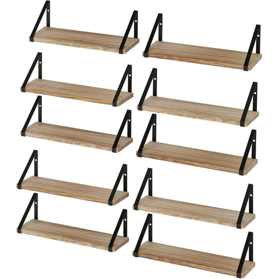 Wallniture Ponza 17'' x 4.5'' Floating Wall Shelf Bathroom, Small Wood Book Shelves for Wall Storage, Wall Mounted Shelf, Dining Room, Bedroom, Living Room, Office & Kitchen Organization, Gray, 20pcs