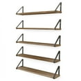 thumbnail image 1 of Wallniture Ponza 24" Wall Mounted Rustic Floating Shelf with Brackets for Kitchen Living Room Bedroom, Natural Burned, Set of 5, 1 of 7
