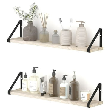 Wallniture  Ponza 24"x4.5", Wood Wall Shelves, Farmhouse Decor (Set of 2) Natural Natural Finish