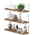 thumbnail image 1 of Wallniture Ponza Rustic Floating Bathroom Wall Shelves over Toilet, Natural Burned, Set of 3, 1 of 8