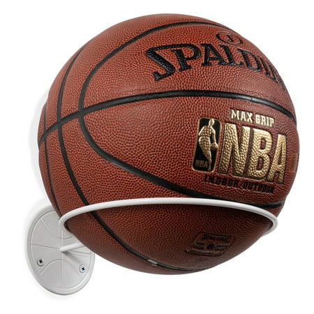 Wallniture Sporta Metal Ball Rack Basketball Holder Wall Mount Soccer Volleyball Accessory Display Shelf Kids Room Garage Storage, White