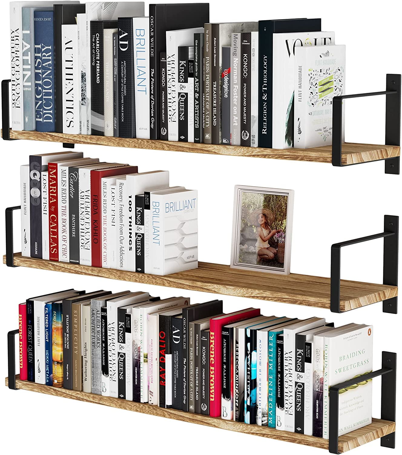 Wallniture Toledo Wood Floating Shelves for Wall Storage, Floating ...