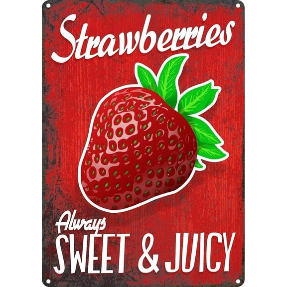 Wallors Vintage Retro Strawberry Berries Funny Fruits Vegetables Food Sweet Summer Tin Signs Home Kitchen Metal Sign 8x12 Wall Decor