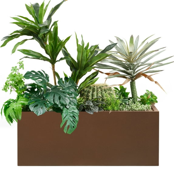 Wallowa Metallic Heavy Long and Large Outdoor/Indoor Planter Box 38Lx15Wx15H inches, 40lb Espresso