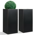 thumbnail image 1 of Wallowa Tall Outdoor/Indoor Planter Box, 14x14x30 Inches, Black Steel with Drainage Holes, Set of 2, 1 of 7