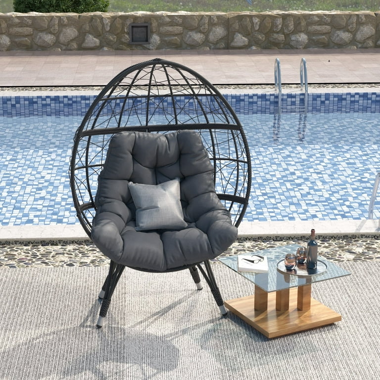 Wallowsun Oversize Wicker Egg Chair, Outdoor Indoor Egg Basket