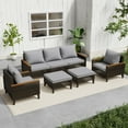 thumbnail image 1 of Wallowsun Patio Furniture Set,7 Pieces Outdoor Sectional Sofa Set,All-Weather Wicker Rattan High Back Patio Conversation Set with Ottomans and 4" Thick Cushions for Pool Patio Backyard,Gray, 1 of 7