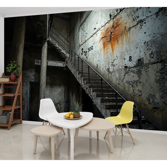 Wallpaper Abandoned Industrial Interior Big Prints Concrete Walls Peel and Stick Wall Murals 69"H x 96"W Removable PVC Wall Paper Self-Adhesive Wall Paintings Art Decor for Bedroom Living Room