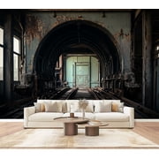 Wallpaper Abandoned Vintage Traditional Industrial Facility Peel and Stick Wall Murals 100H x 144W Removable PVC Wall Paper Self-Adhesive Wall Paintings Art Decor for Bedroom Living Room