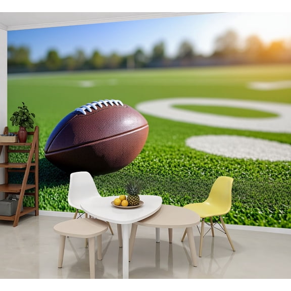 Wallpaper American Football Rugby Sports 3D Green Artificial Turf Peel and Stick Wall Murals 69"H x 96"W Removable PVC Wall Paper Self-Adhesive Wall Paintings Art Decor for Bedroom Living Room