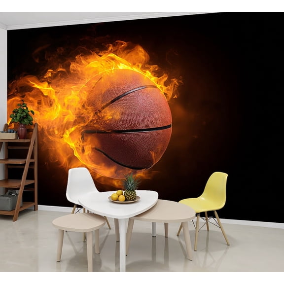 Wallpaper Basketball Ball Peel and Stick Wall Murals 69"H x 96"W Removable PVC Wall Paper Self-Adhesive Wall Paintings Art Decor for Bedroom Living Room