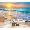thumbnail image 1 of Wallpaper Beach Sea Nature Landscape Waves Sunset Sky Ocean Photorealistic Peel and Stick Wall Murals 100"H x 144"W Removable PVC Wall Paper Self-Adhesive Wall Decor for Bedroom Living Room, 1 of 7