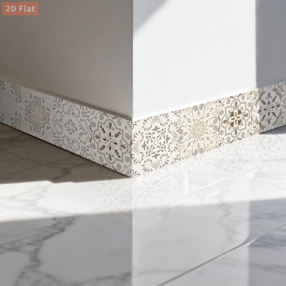 Wallpaper Border Peel and Stick Self Adhesive Wall Trim Skirting Line Decal, Removable PVC Tile Sticker 4in x 118in Waterproof for Kitchen Bathroom Door Frame Home Decor