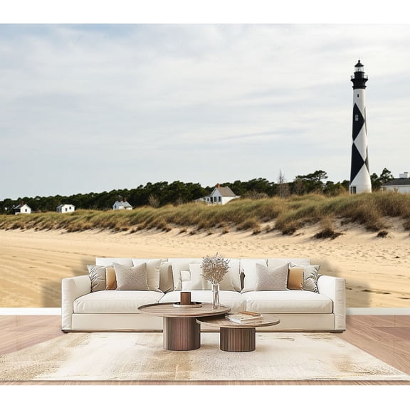 Wallpaper Cape Lookout Lighthouse Core Banks North Waterfront Peel and Stick Wall Murals 100"H x 144"W Removable PVC Wall Paper Self-Adhesive Wall Paintings Art Decor for Bedroom Living Room