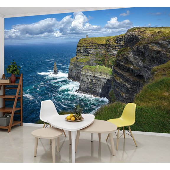 Wallpaper Cliffs Moher Ireland Peel and Stick Wall Murals 69"H x 96"W Removable PVC Wall Paper Self-Adhesive Wall Paintings Art Decor for Bedroom Living Room