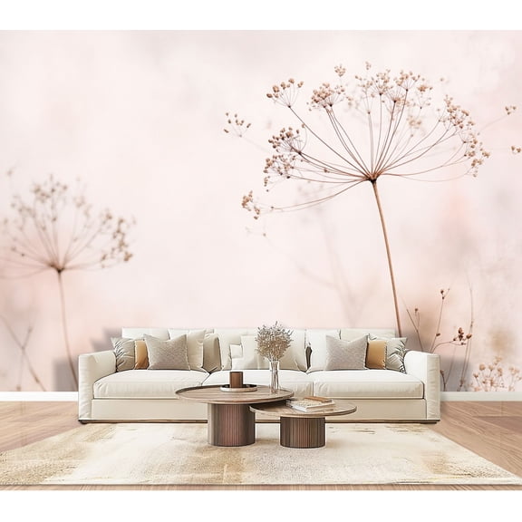 Wallpaper Dandelions Nature Dried Plants Faint Textures Blurry Silhouettes Peel and Stick Wall Murals 100"H x 144"W Removable PVC Wall Paper Self-Adhesive Wall Decor for Bedroom Living Room