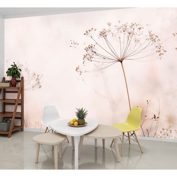 Wallpaper Dandelions Nature Dried Plants Faint Textures Blurry Silhouettes Peel and Stick Wall Murals 69"H x 96"W Removable PVC Wall Paper Self-Adhesive Wall Decor for Bedroom Living Room