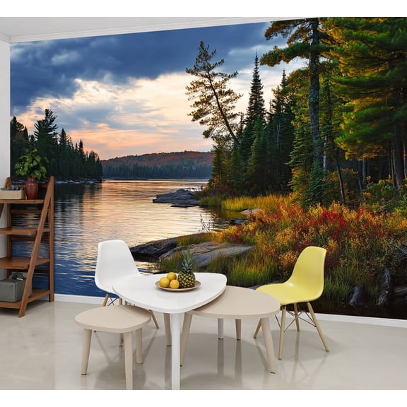 Wallpaper Dramatic sunset lake Peel and Stick Wall Murals 69"H x 96"W Removable PVC Wall Paper Self-Adhesive Wall Paintings Art Decor for Bedroom Living Room
