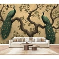 thumbnail image 1 of Wallpaper Floral Vintage Green Peacock Geometric Birds Abstract Peel and Stick Wall Murals 100"H x 144"W Removable PVC Wall Paper Self-Adhesive Wall Paintings Art Decor for Bedroom Living Room, 1 of 7
