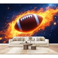 thumbnail image 1 of Wallpaper Football Sports 3D Rugby American Football Flaming Fire Peel and Stick Wall Murals 100"H x 144"W Removable PVC Wall Paper Self-Adhesive Wall Paintings Art Decor for Bedroom Living Room, 1 of 7