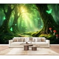 thumbnail image 1 of Wallpaper Forest Glowing Butterflies Mushrooms Peel and Stick Wall Murals 100"H x 144"W Removable PVC Wall Paper Self-Adhesive Wall Paintings Art Decor for Bedroom Living Room, 1 of 7