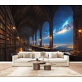 thumbnail image 1 of Wallpaper Gothic Library Vintage Medieval Bookshelf Fantasy Space Peel and Stick Wall Murals 100"H x 144"W Removable PVC Wall Paper Self-Adhesive Wall Paintings Art Decor for Book Lovers Bookworm, 1 of 7