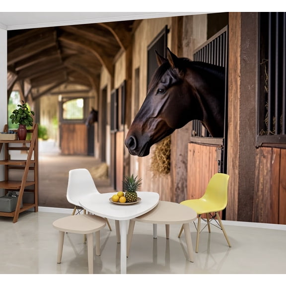Wallpaper Horse box stable Peel and Stick Wall Murals 69"H x 96"W Removable PVC Wall Paper Self-Adhesive Wall Paintings Art Decor for Bedroom Living Room