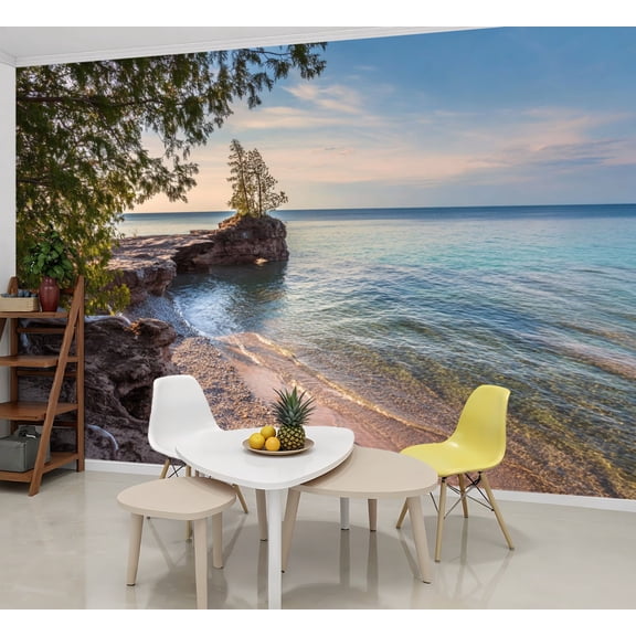Wallpaper Lake Superior Coast Presque Isle Park Michigan Peel and Stick Wall Murals 69"H x 96"W Removable PVC Wall Paper Self-Adhesive Wall Paintings Art Decor for Bedroom Living Room