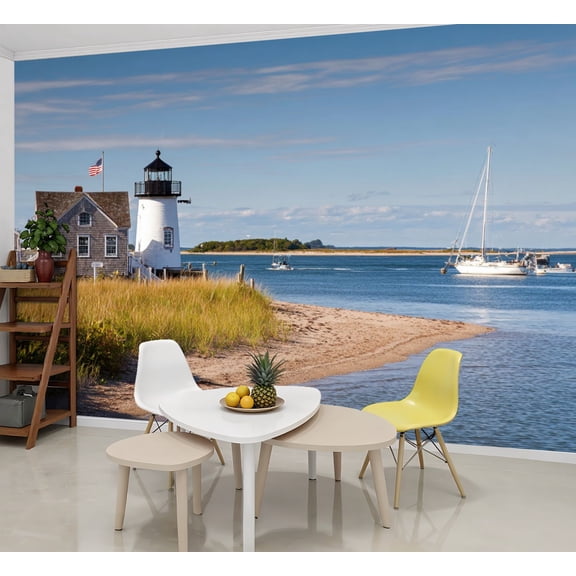Wallpaper Lewis Bay Lighthouse Hyannis Cape Cod Massachusetts Peel and Stick Wall Murals 69"H x 96"W Removable PVC Wall Paper Self-Adhesive Wall Paintings Art Decor for Bedroom Living Room