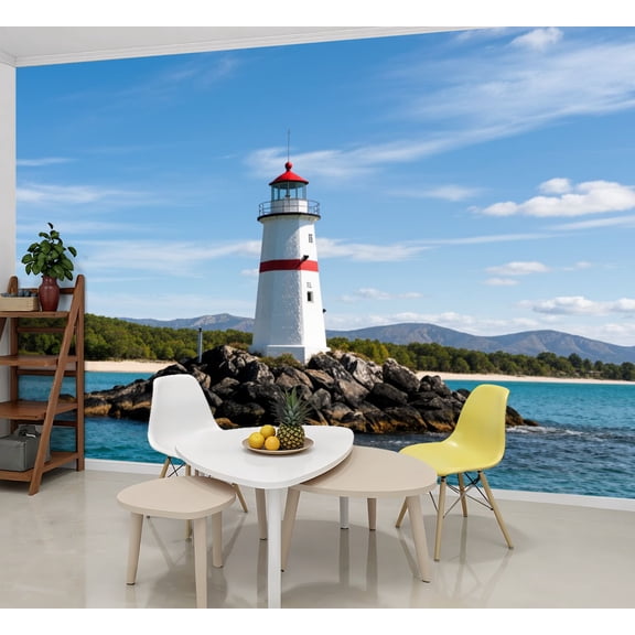 Wallpaper Lighthouse Lake Havasu City AZ Peel and Stick Wall Murals 69"H x 96"W Removable PVC Wall Paper Self-Adhesive Wall Paintings Art Decor for Bedroom Living Room