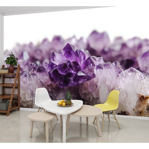 Wallpaper Minerals crystals Amethyst Peel and Stick Wall Murals 69"H x 96"W Removable PVC Wall Paper Self-Adhesive Wall Paintings Art Decor for Bedroom Living Room