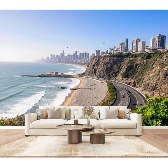 Wallpaper Miraflores Lima Peru Peel and Stick Wall Murals 100"H x 144"W Removable PVC Wall Paper Self-Adhesive Wall Paintings Art Decor for Bedroom Living Room