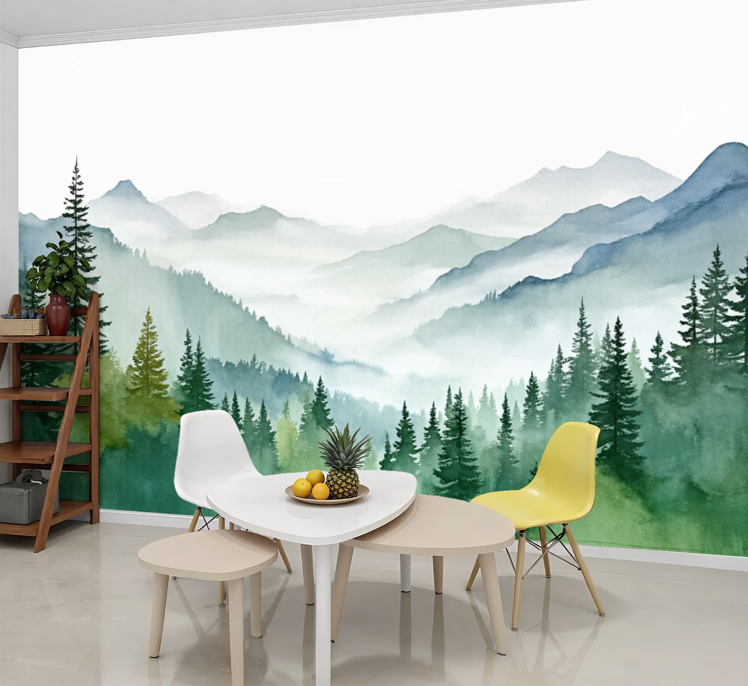 Wallpaper Misty Mountain Forest Landscape Evergreen Pines Soft Peel and ...