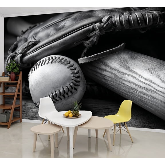 Wallpaper Old Baseball Bat Peel and Stick Wall Murals 69"H x 96"W Removable PVC Wall Paper Self-Adhesive Wall Paintings Art Decor for Bedroom Living Room