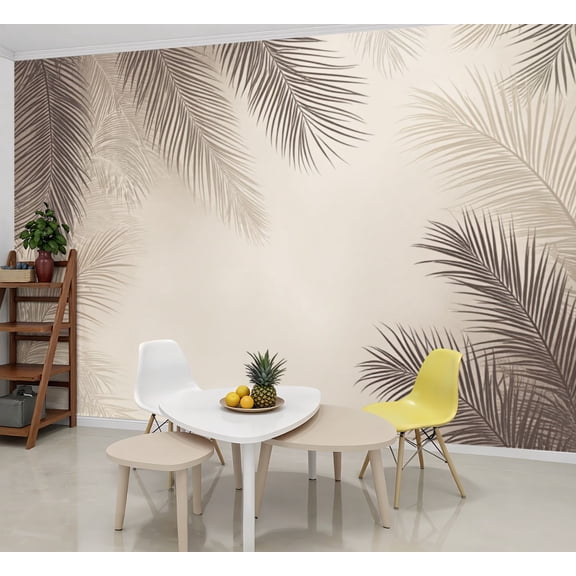Wallpaper Palm Leaves Neutral Beige Botanical Minimal Tropical Peel and Stick Wall Murals 69"H x 96"W Removable PVC Wall Paper Self-Adhesive Wall Paintings Art Decor for Bedroom Living Room