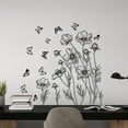 thumbnail image 1 of Wallpaper Peel and Stick Promotion Sale! Nomeni Black Flowers Wall Decal Floral Butterfly Wall Stickers Living Room Bedroom Wall Decor, Home Decor Clearance Sale, 1 of 7