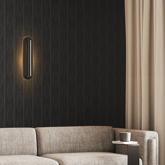 Wallpaper Peel and Stick Textured, 3D Black Embossed Wall Paper Stick on Wallpaper Modern Waterproof Self Adhesive Contact Paper(17.3" x 400")
