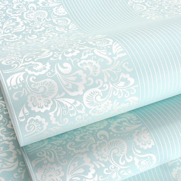 Wallpaper PeelandStickforBedroom, 3D Damask Textured Vertical Stripe, Light Blue, Wall DecorationsforLiving Room, Self Adhesive Covering, 1 Roll