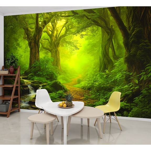 Wallpaper Psychedelic Tree Cave Fantasy Nature Landscape Stream Peel and Stick Wall Murals 69"H x 96"W Removable PVC Wall Paper Self-Adhesive Wall Paintings Art Decor for Bedroom Living Room