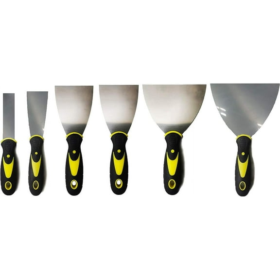 Wallpaper Scraper, Spackle Tools, Putty Knife Stainless Steel Paint Point Filling Tool Set for Floor and Wall. (1+2+3+4+5+6 inch Set)